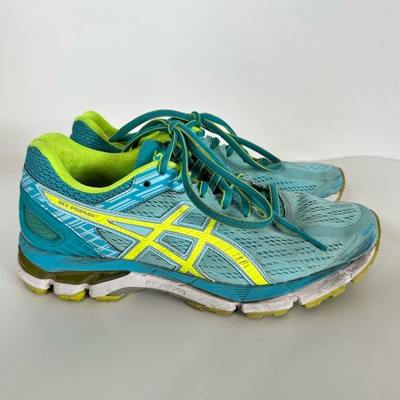 ASICS Gel Pursue 3 Running Active Shoe Size 7 Aqua Splash Safety Yellow Aquarium - Picture 2 of 7